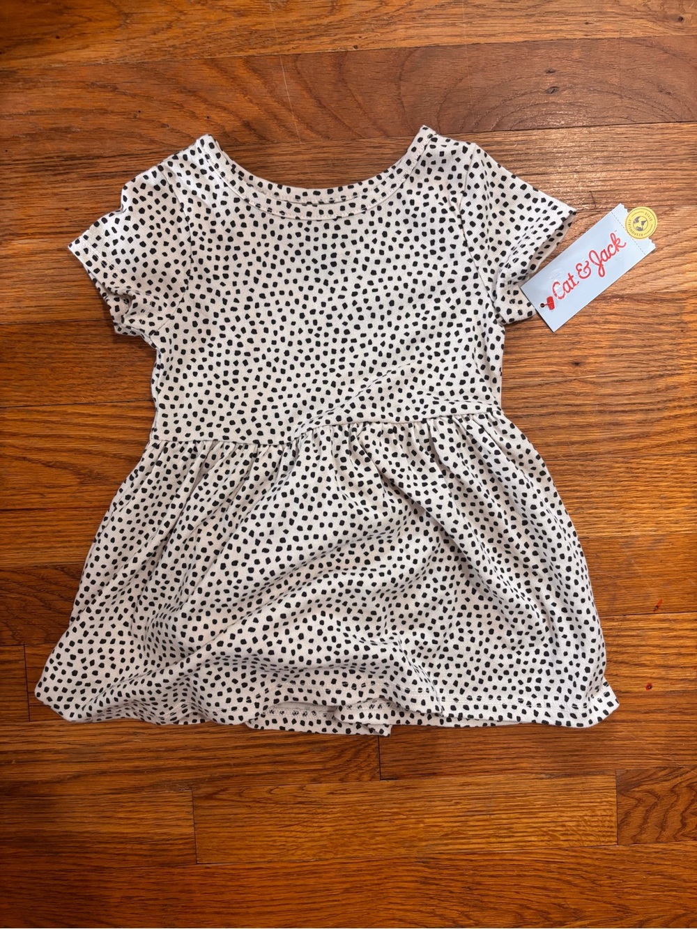 Cat & Jack Cream Dress with Black Polka Dots